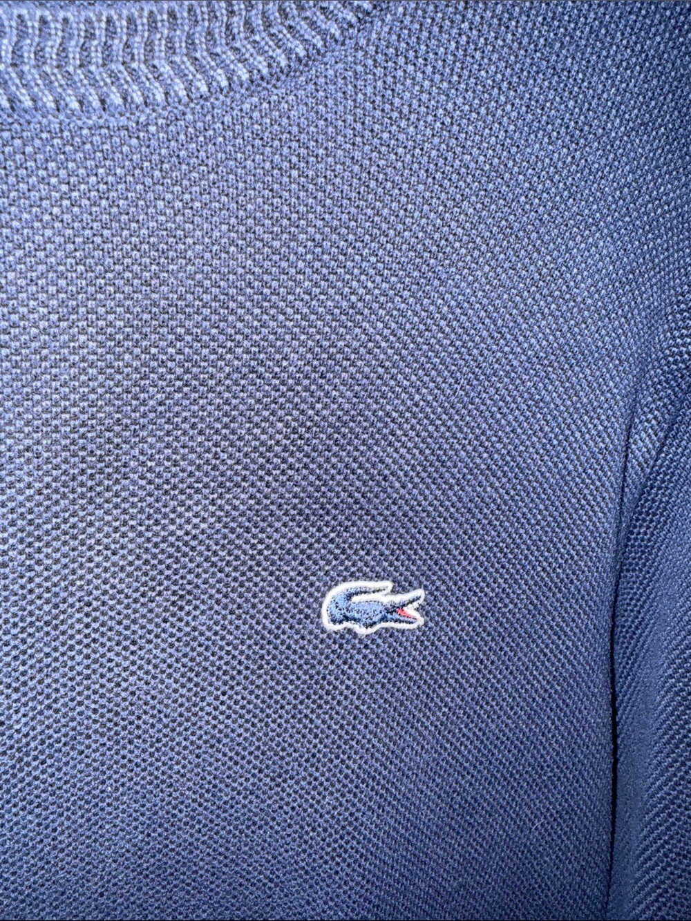 Lacoste Navy Sweater with White and Red Hem - Picture 3 of 4